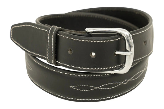 Huntley Fancy Stitched Ladies 1.5" Inch wide belt, Black - Tampa Home & Garden Store