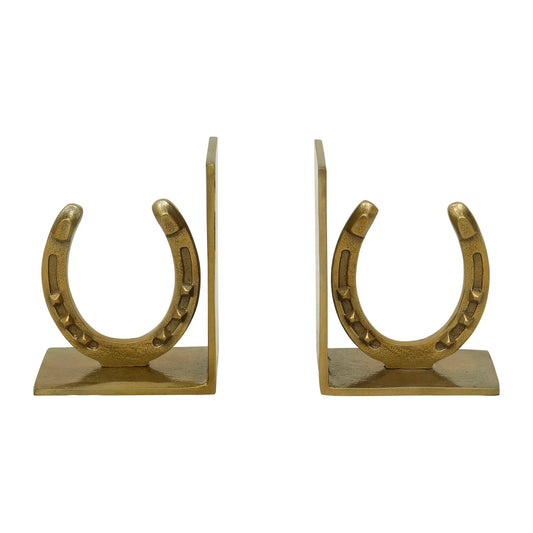 Huntley Horse shoe Bookends, Pair, Brass Antique Finish - Tampa Home & Garden Store