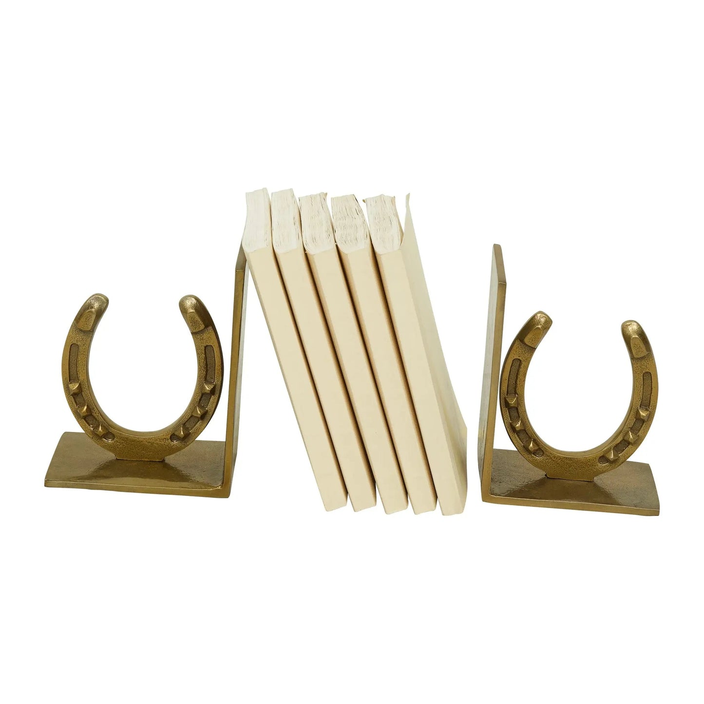 Huntley Horse shoe Bookends, Pair, Brass Antique Finish - Tampa Home & Garden Store