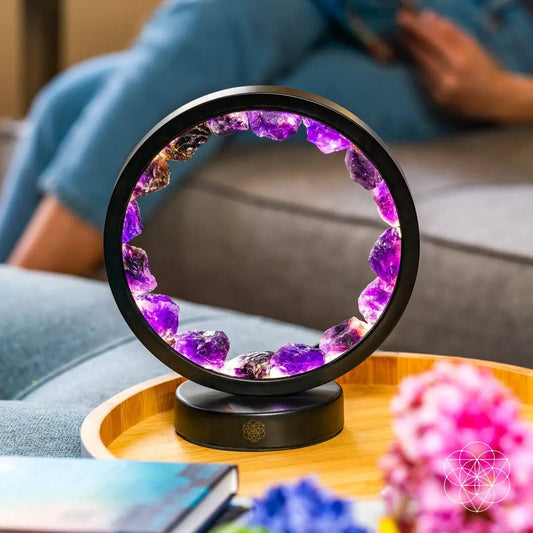Amethyst Spiritual Lamp night light with purple amethyst crystal ring by Conscious Items on Tampa Home & Garden Store
