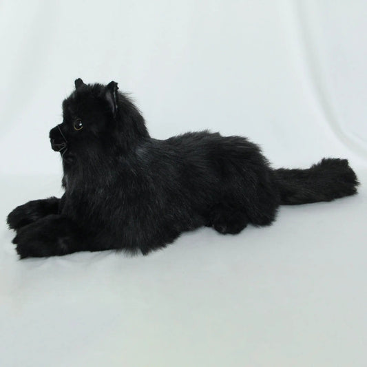Black longhaired cat plush by Chongker, order-to-make stuffed animal companion on Tampa Home & Garden Store