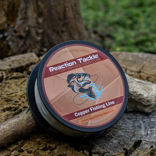 Reaction Tackle Tin Coated Copper Fishing Line spool with fish graphic on Tampa Home & Garden Store