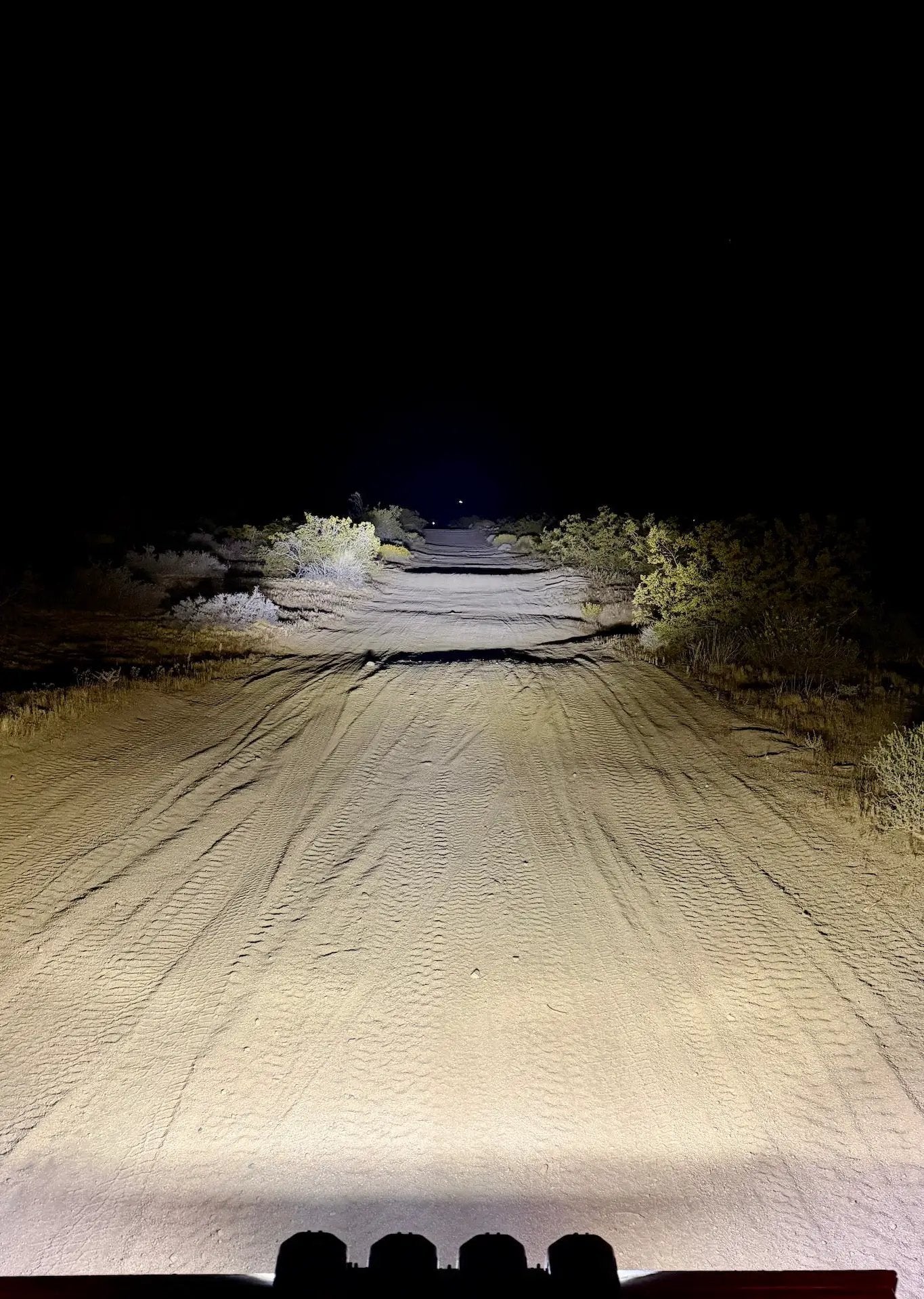 4-Light U-Con Interlocking Off Road LED Pod DRL lighting a dirt road at night on Tampa Home & Garden Store
