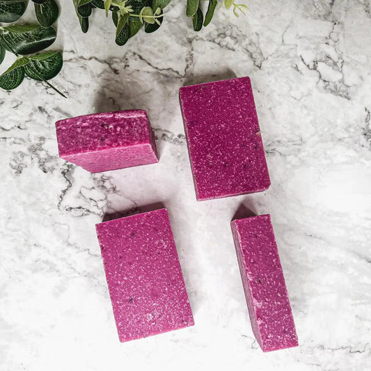 Gia Roma Citrus Sage Sky Scrub soap bar, pink blocks with sea salt and oatmeal, 4 bars on Tampa Home & Garden Store