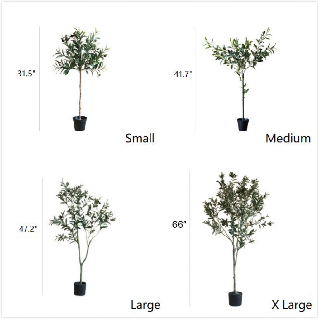 Artificial Silk Olive Tree in Pot by RusticReach; black pots, 4 sizes Small–X-Large on Tampa Home & Garden Store