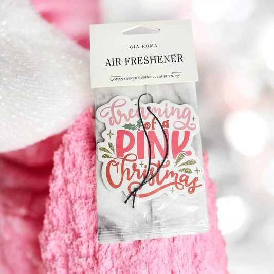 Pink Christmas Freshie hanging air freshener by Gia Roma for car and home on Tampa Home & Garden Store