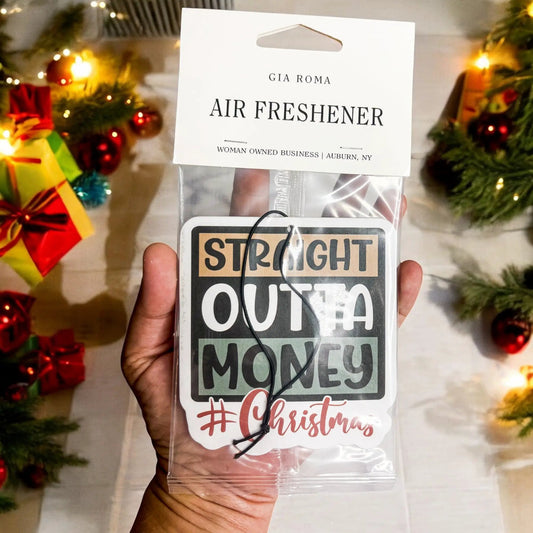 Straight Outta Freshie car air freshener Gia Roma in white label packaging on Tampa Home & Garden Store