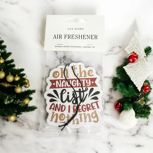 Naughty List Freshie Hanging Air Freshener Gia Roma white packaging vehicle air freshener on Tampa Home & Garden Store