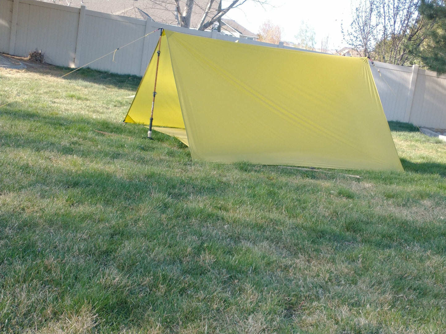 Trekker Elite Tarp Tent yellow shelter with aluminum pole and guy lines River Country Gear on Tampa Home & Garden Store