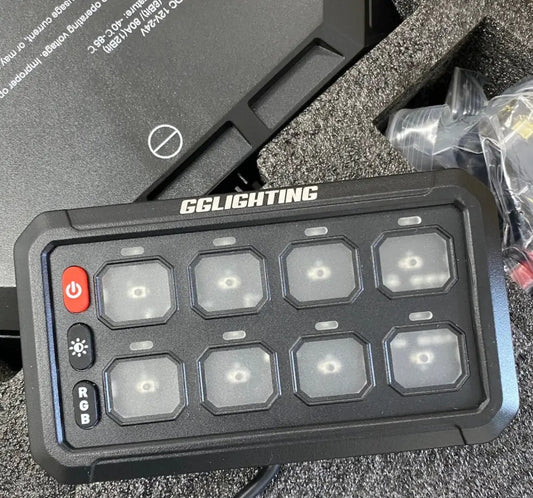 GGLighting 8-Gang RGB Bluetooth switch panel with LED buttons, black plastic on Tampa Home & Garden Store