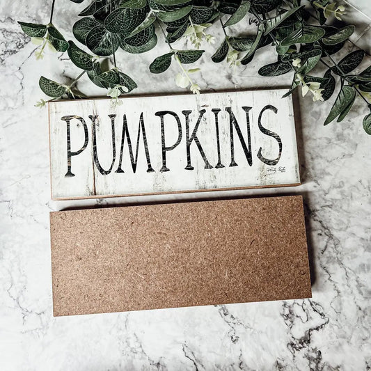 Rustic Pumpkin sign by Gia Roma on whitewashed wood with PUMPKINS, 10x4x1 in Halloween decor on Tampa Home & Garden Store
