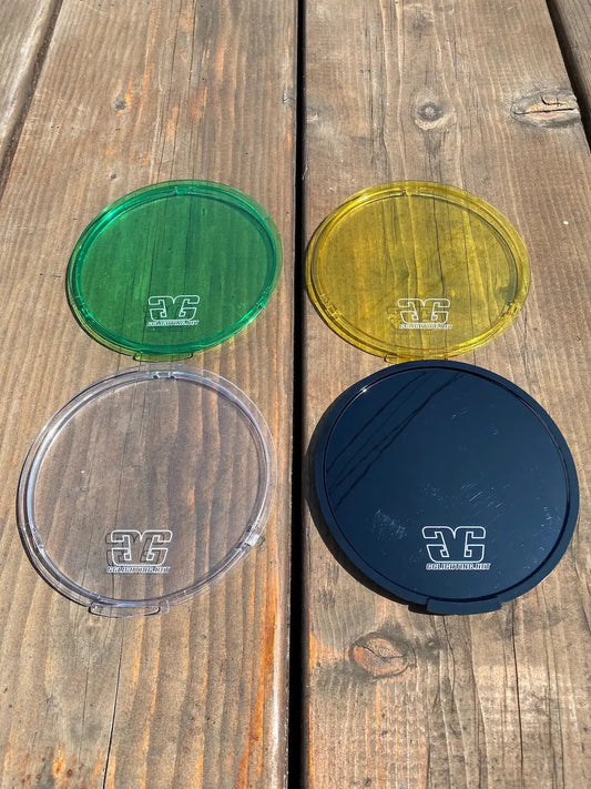 7 inch DayMaker lens covers bundle in green, yellow, clear and navy with GG Lighting logo on Tampa Home & Garden Store