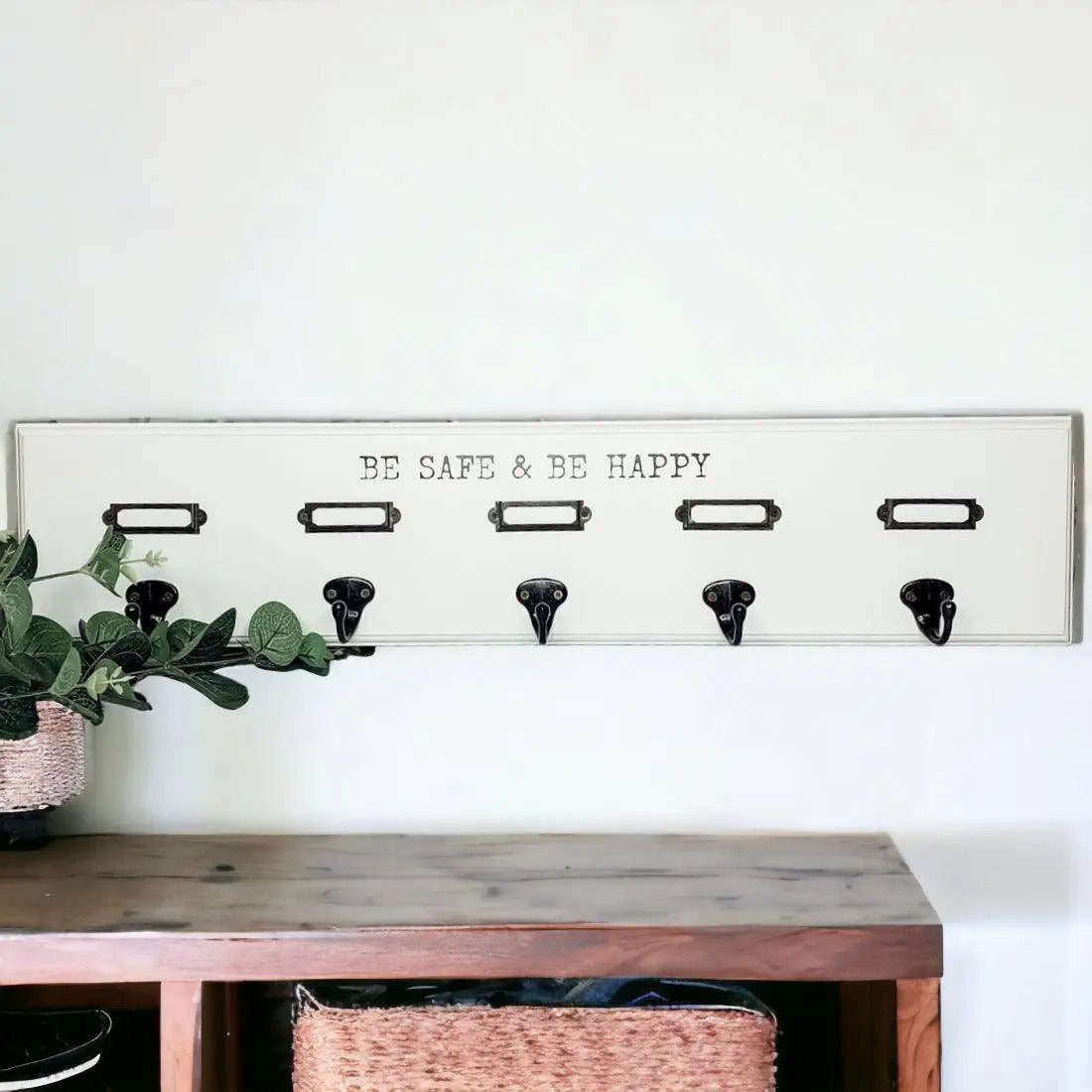 Wooden Mask and Hat Organizer Wall Hanger