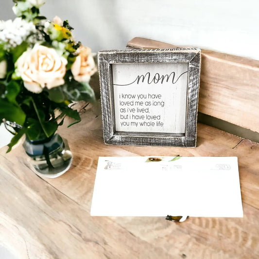 Meaningful Quotes Sign for Mom decorative plaque with distressed white wood frame Gia Roma on Tampa Home & Garden Store