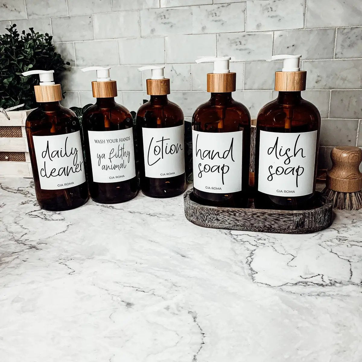 16oz Amber Boston Round Bottles and White Label
