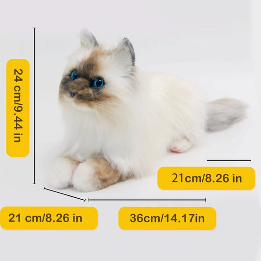 Custom Plush Cat Stuffed Animal with Blue Eyes, white fur, Chongker made-to-order toy on Tampa Home & Garden Store