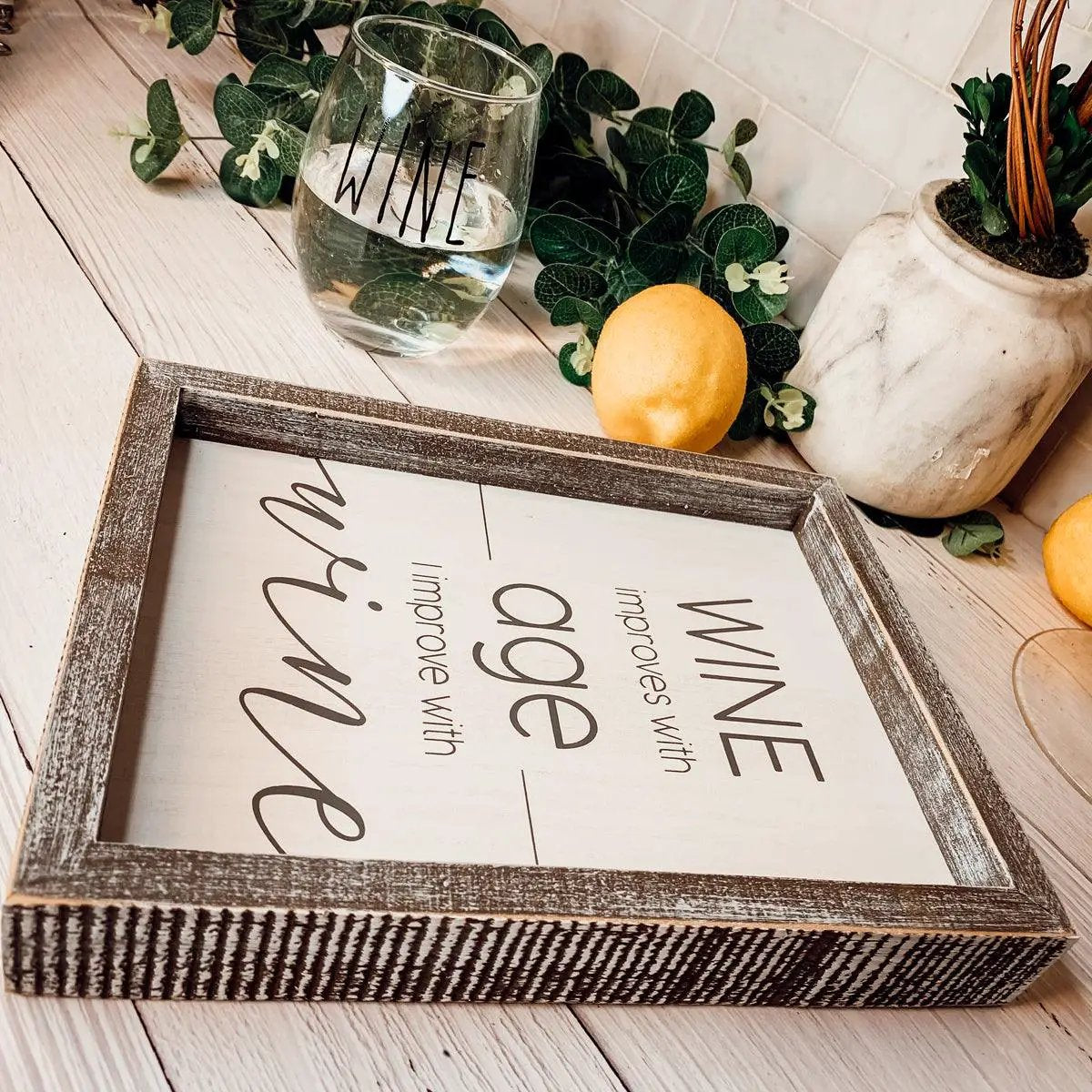 Wine Improves With Age Premium Wood Sign