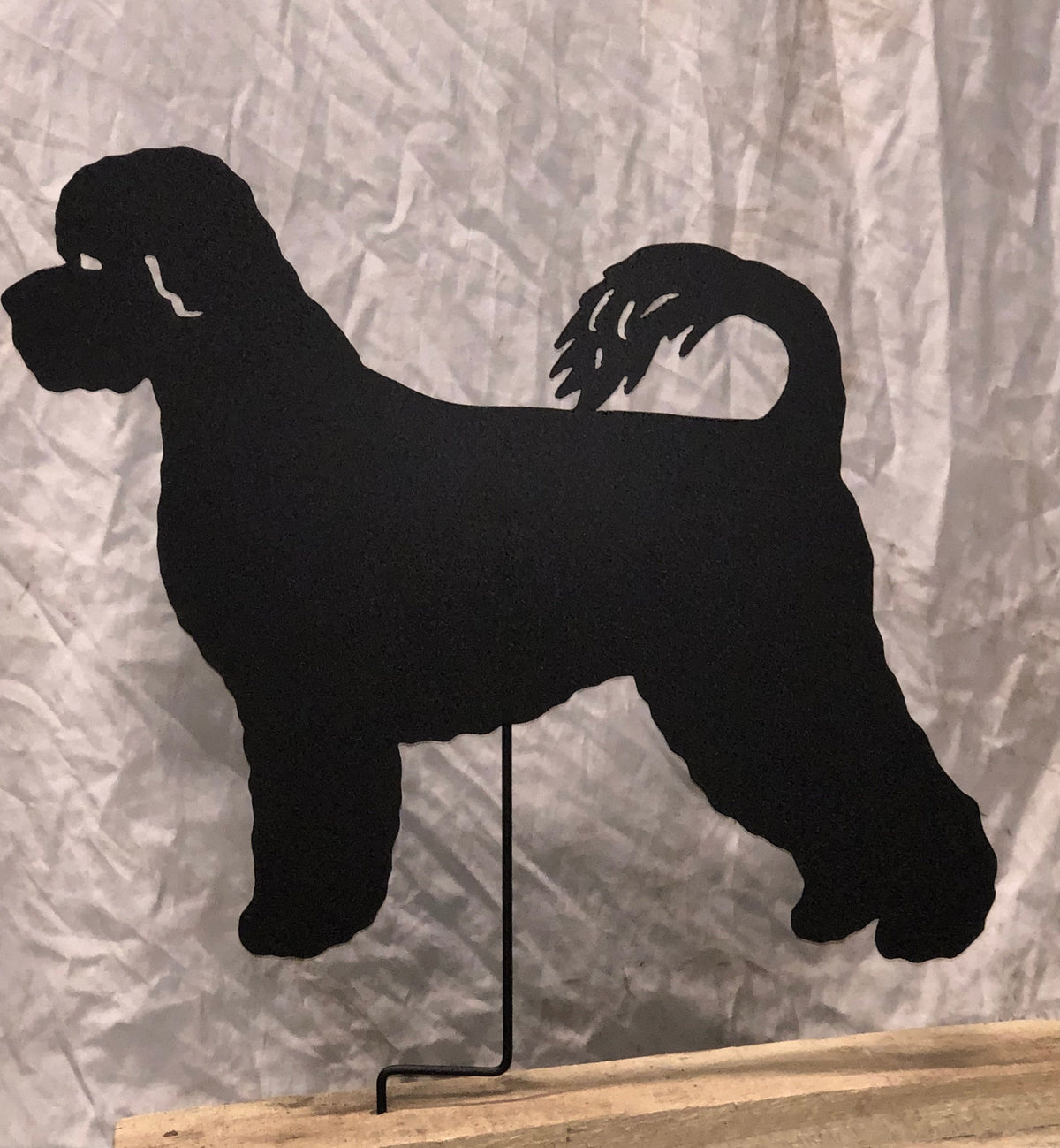 Portuguese Water Dog garden stake silhouette in black metal, Rustica Ornamentals on Tampa Home & Garden Store