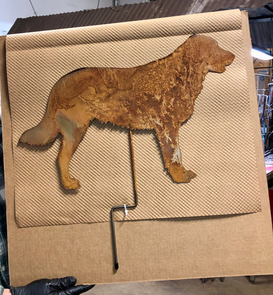 Flat-Coated Retriever garden stake or wall hanging in rusted metal by Rustica Ornamentals on Tampa Home & Garden Store