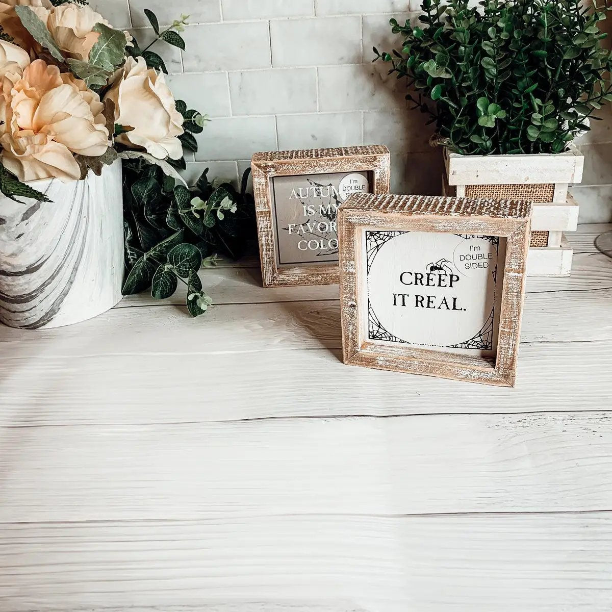Creep and Autumn Double Sided Sign for Home Decor