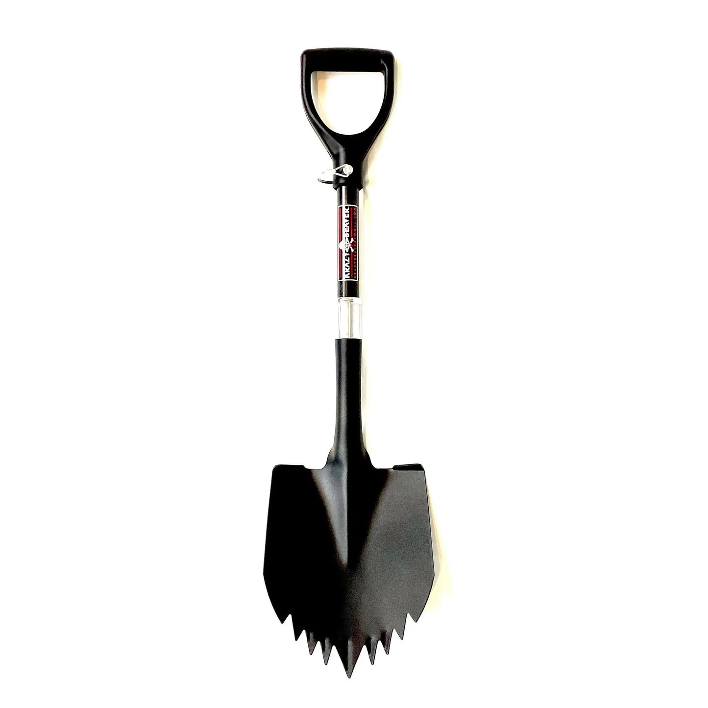 Krazy Beaver Shorty Shovel for ATV/UTV with black textured head and serrated blade on Tampa Home & Garden Store