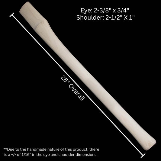 Fallers Axe Handle 28in natural wood Whiskey River Premium Select eye 2-3/8x3/4 shoulder 2-1/2x1 on Tampa Home & Garden Store