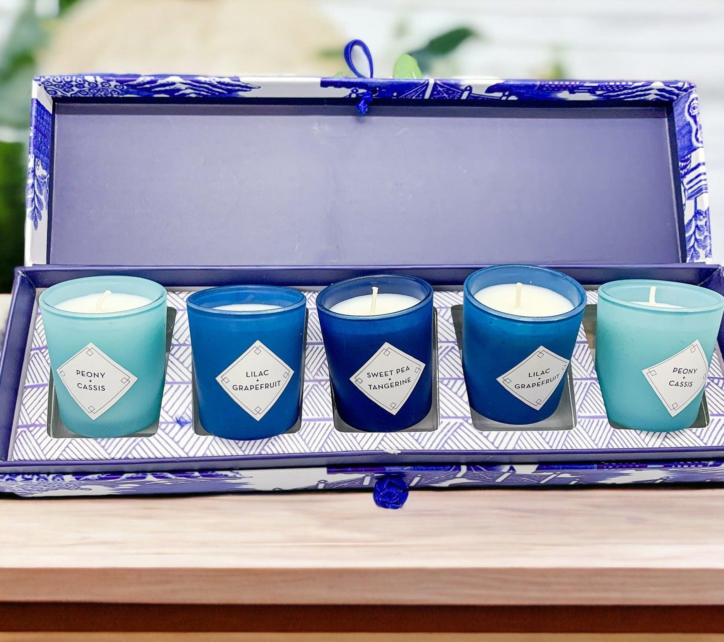 Mediterranean Blue Willow Candle Gift Set