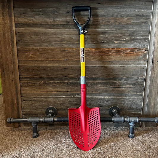 Krazy Beaver Mud Shovel Red and Yellow perforated blade recovery shovel Krazy Beaver Tools on Tampa Home & Garden Store