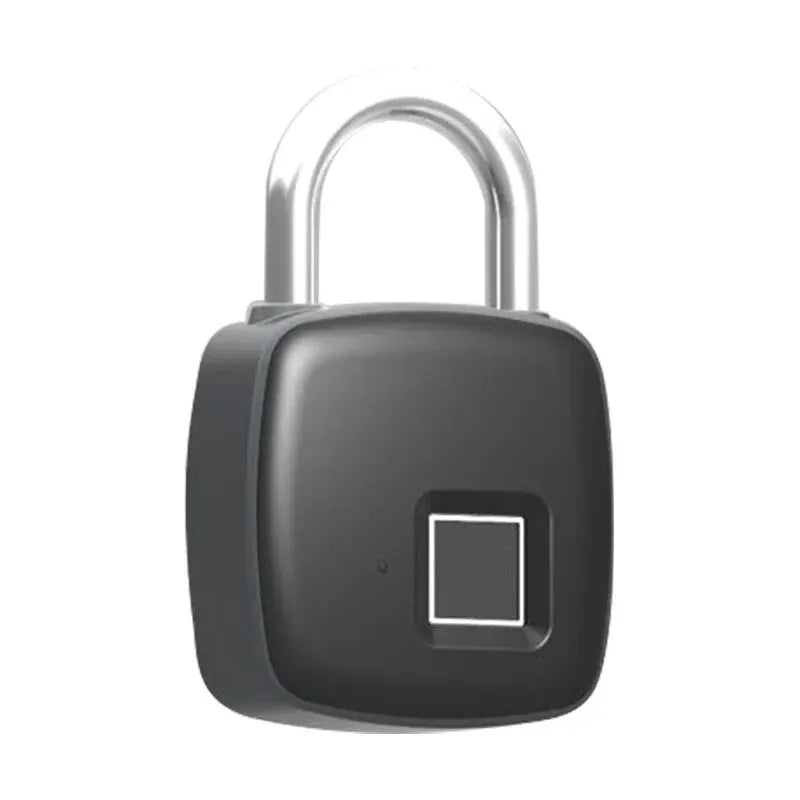 IP65 Waterproof Fingerprint Padlock with black body and silver shackle on Tampa Home & Garden Store