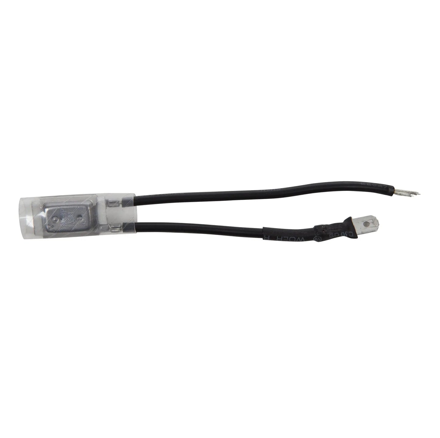IR Heater Thermostat replacement part in clear housing with silver body and black wires on Tampa Home & Garden Store