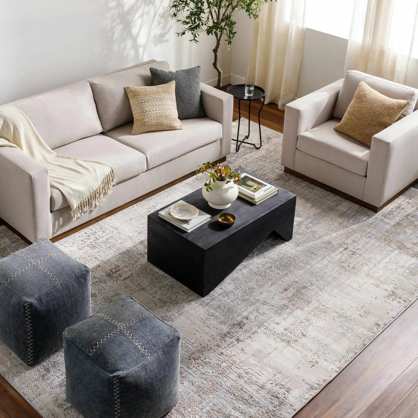 Ironwood Textured Luxe Rug Charcoal by Boutique Rugs, textured charcoal living room rug on Tampa Home & Garden Store