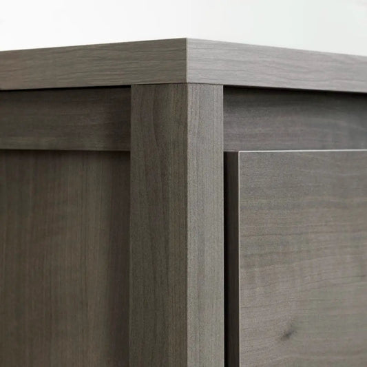 Modern Grey 6 Drawer Double Dresser gray wood finish close-up corner detail HomePacific on Tampa Home & Garden Store