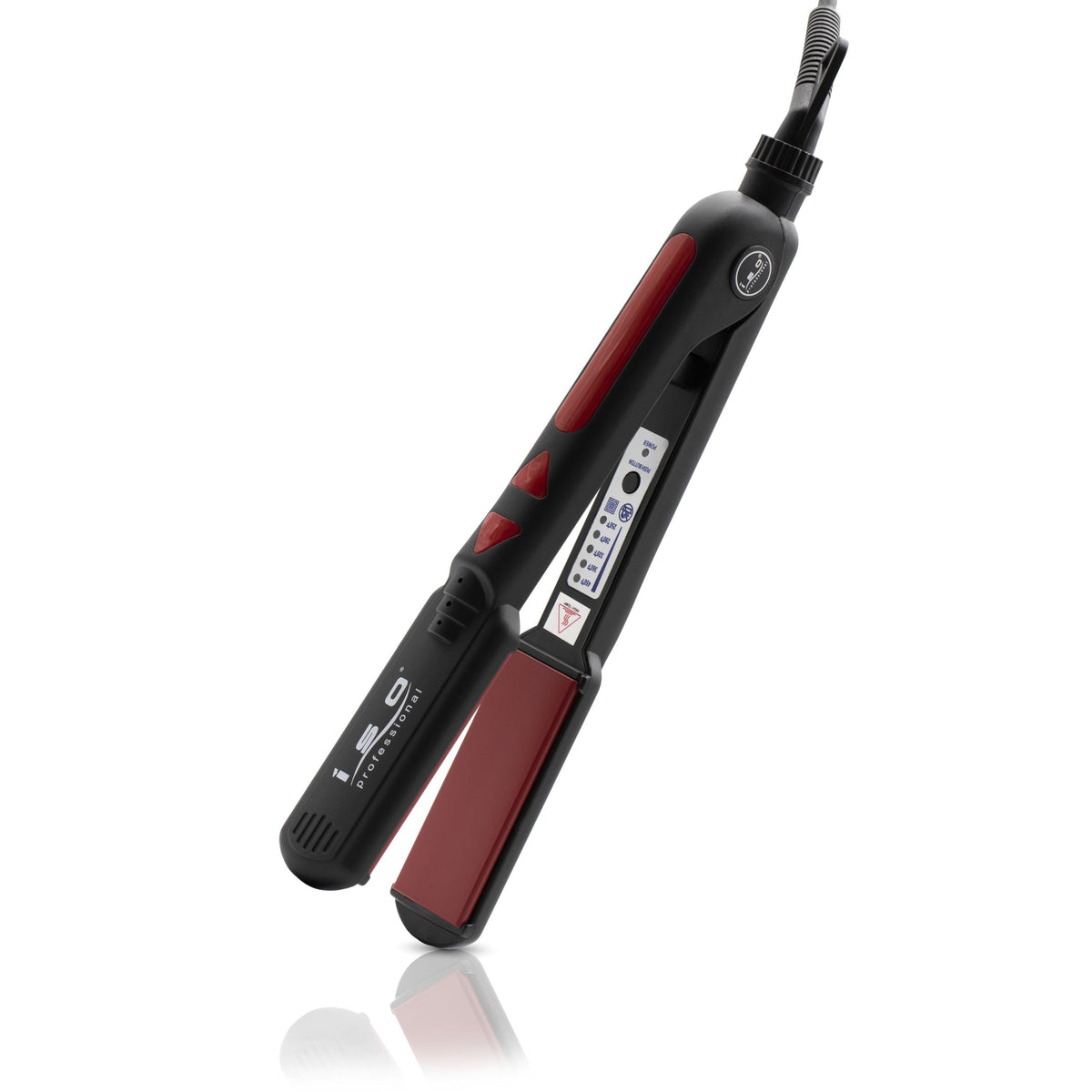 Taichi 1.5in tourmaline-infused solid ceramic flat iron, black with red plates on Tampa Home & Garden Store