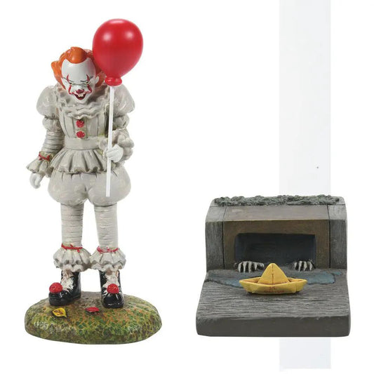 Pennywise 2-Piece Halloween gray clown with red balloon and Georgie boat Country Christmas Loft on Tampa Home & Garden Store