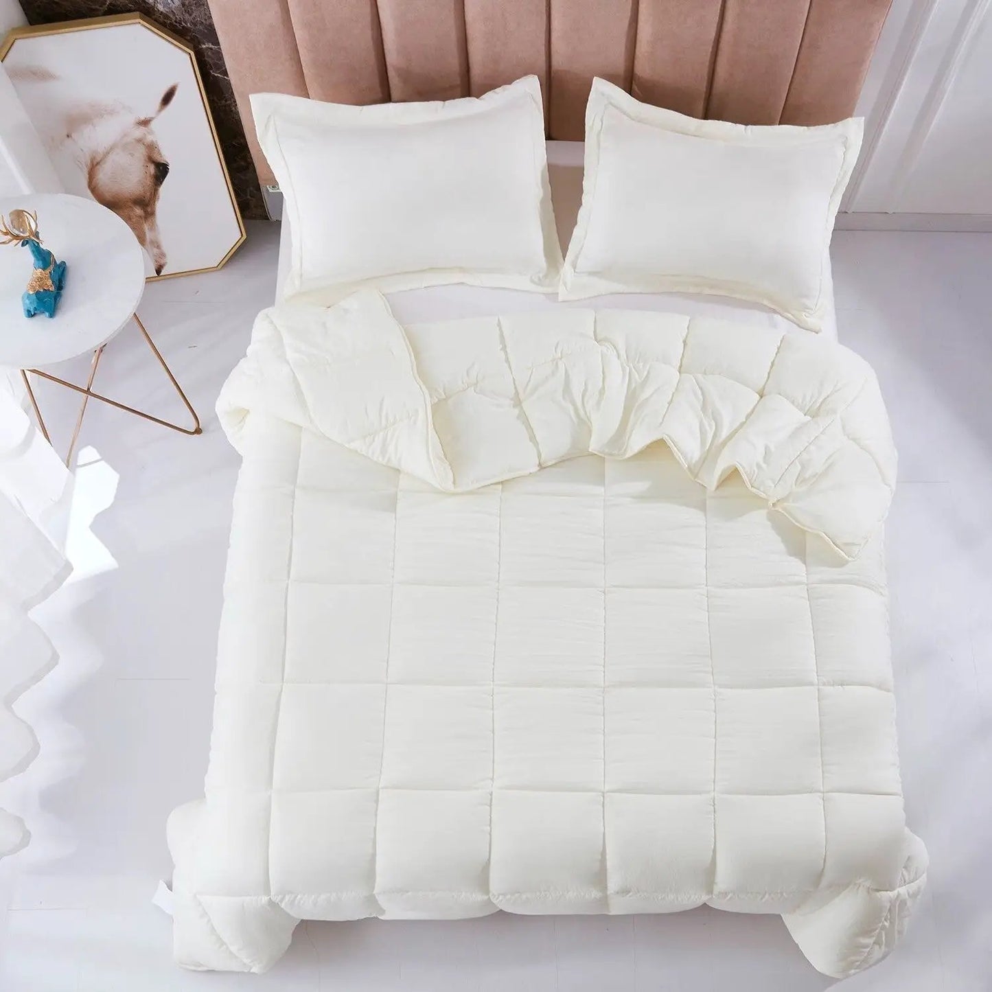 King Size Off White 3 Piece Microfiber Reversible Comforter Set - Tampa Home & Garden Store