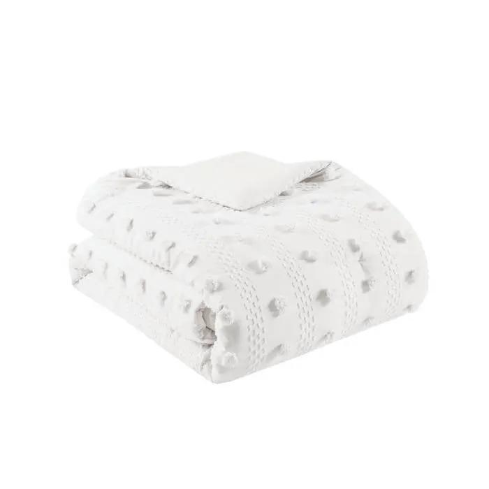 King Cal King Ivory Pompom Microfiber Comforter Set, 3-piece by HomePacific ivory pom-pom texture on Tampa Home & Garden Store
