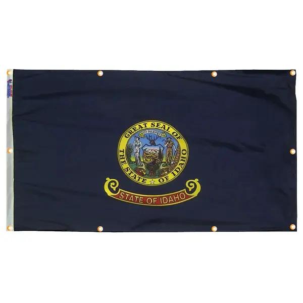 Idaho flag with grommets, navy field featuring the Great Seal of Idaho and banner, Flagman of America on Tampa Home & Garden Store