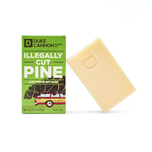 Illegally Cut Pine Bar Soap by Duke Cannon green packaging cream bar on Tampa Home & Garden Store