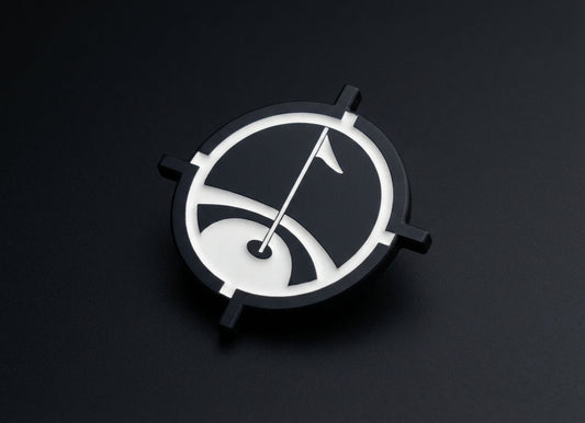 Premium Magnetic Metal Golf Ball Marker by Aiming Fluid Golf in black and white on Tampa Home & Garden Store