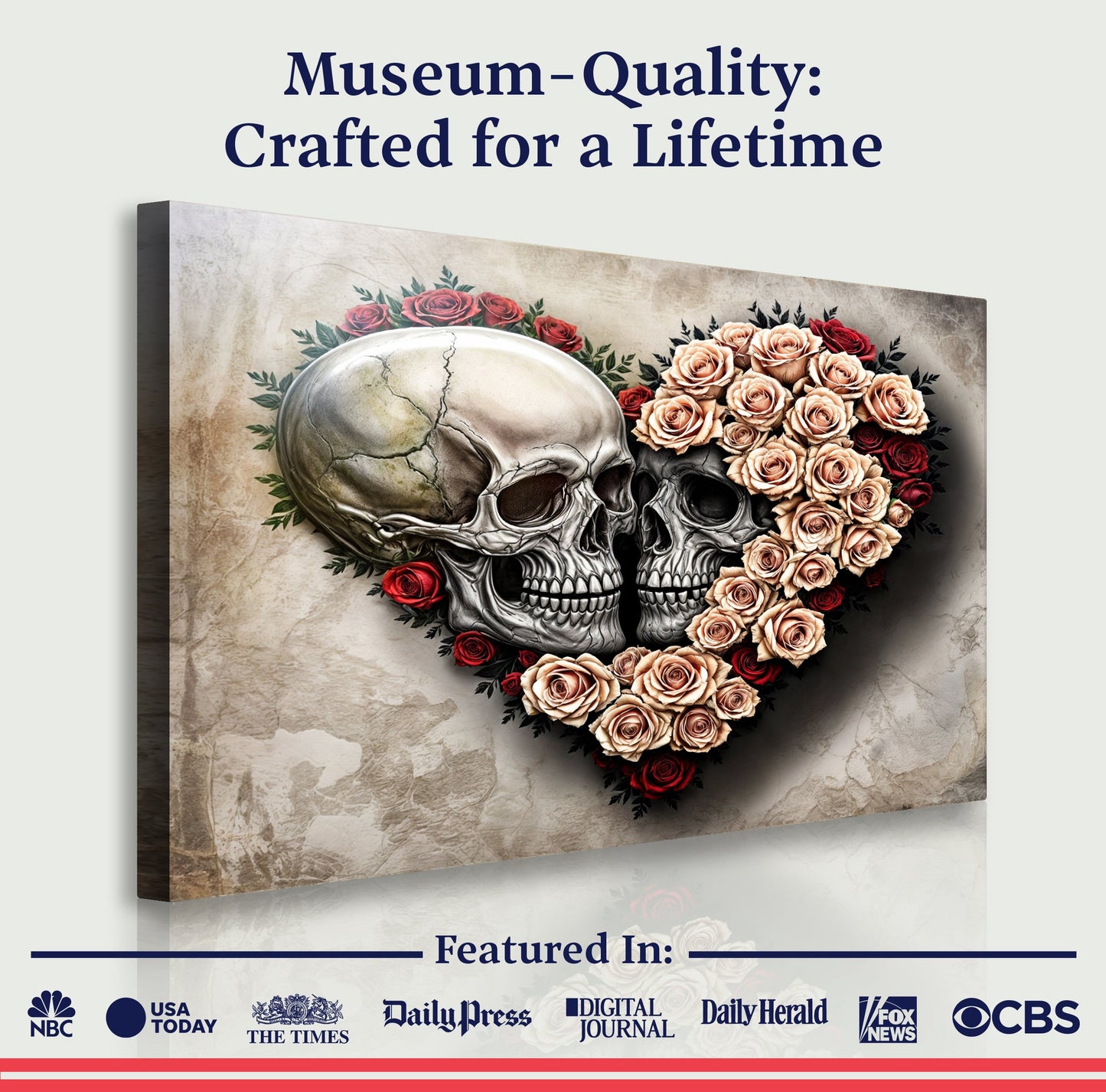 Skull and Flowers Wall Art IX canvas by Tailored Canvases with skull and rose bouquet on Tampa Home & Garden Store