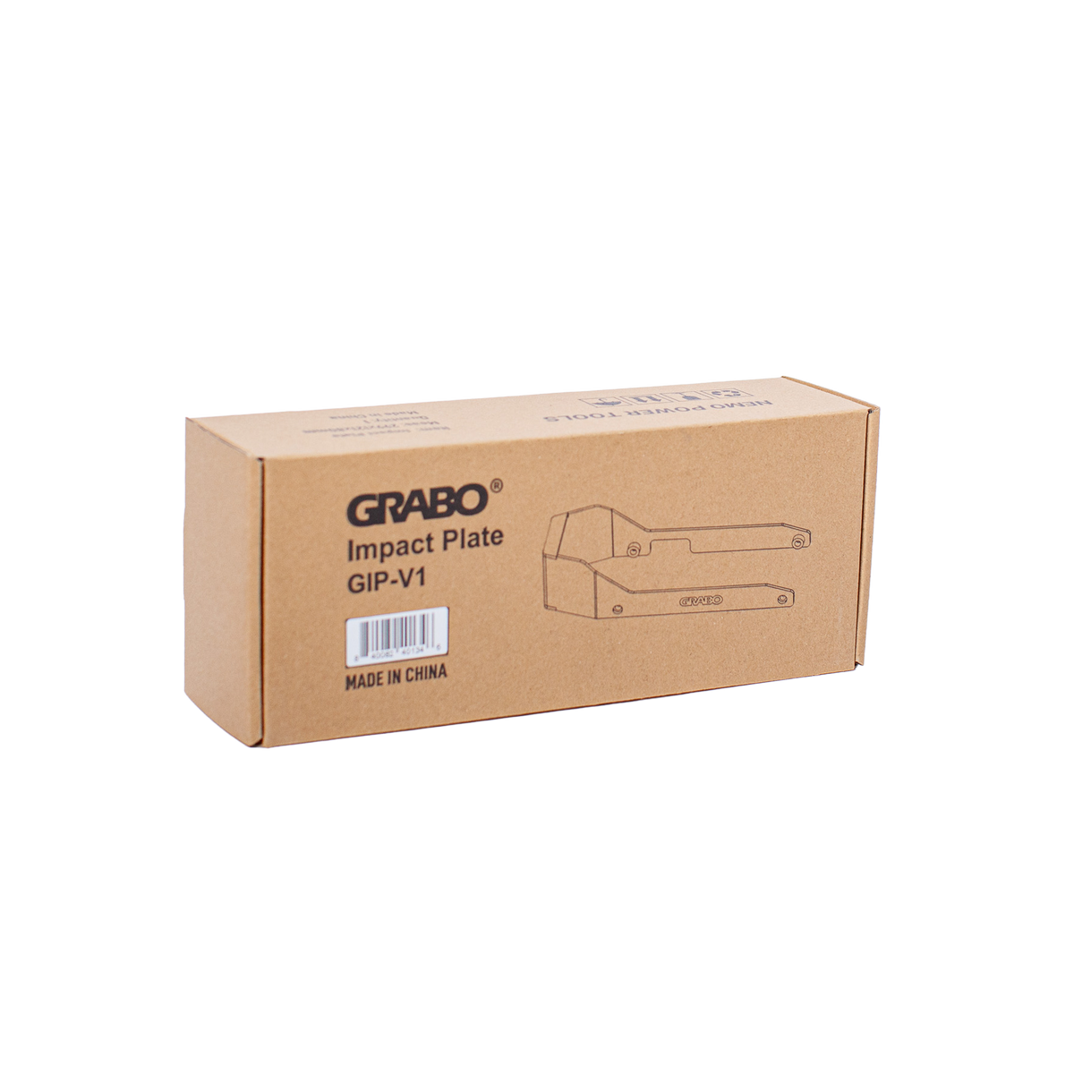 GRABO Impact Plate GIP-V1 packaging box with product diagram on brown cardboard on Tampa Home & Garden Store