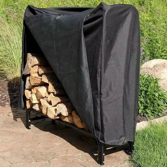 Indoor Outdoor 4 Ft Black Metal Firewood Rack with Cover for outdoor use on Tampa Home & Garden Store