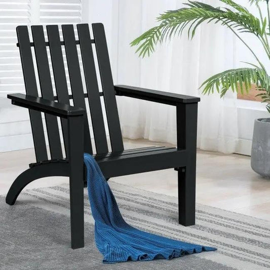 Indoor/Outdoor Acacia Wood Adirondack Lounge Armchair - Black - Tampa Home & Garden Store
