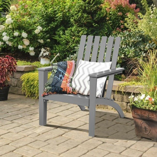 Indoor/Outdoor Acacia Wood Adirondack Lounge Armchair - Grey - Tampa Home & Garden Store