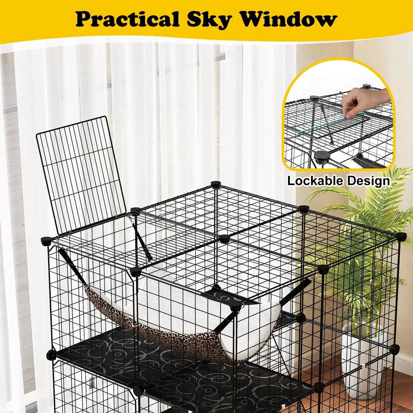 DirectDeals Indoor Cat Cage 3-Tier Enclosure, detachable wire panels, black metal on Tampa Home & Garden Store