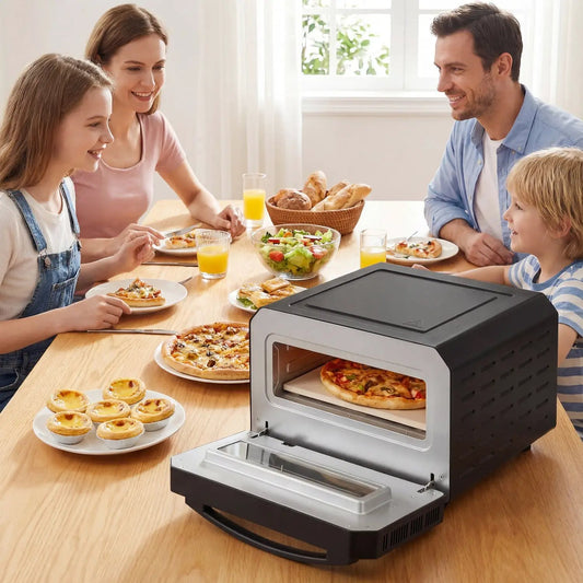 DirectDeals Indoor Electric Pizza Oven for 12 Inch Pizzas, black countertop model on Tampa Home & Garden Store
