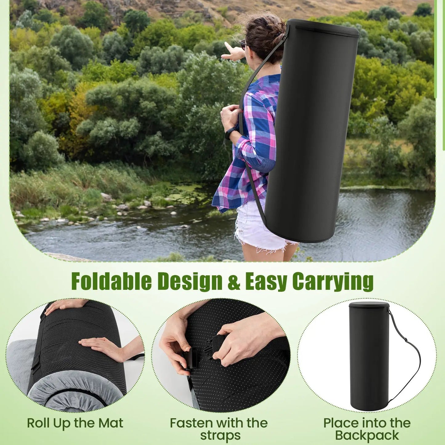 Indoor outdoor Sleeping mat with High density foam Cushion and Carrying Bag-Gary - Tampa Home & Garden Store