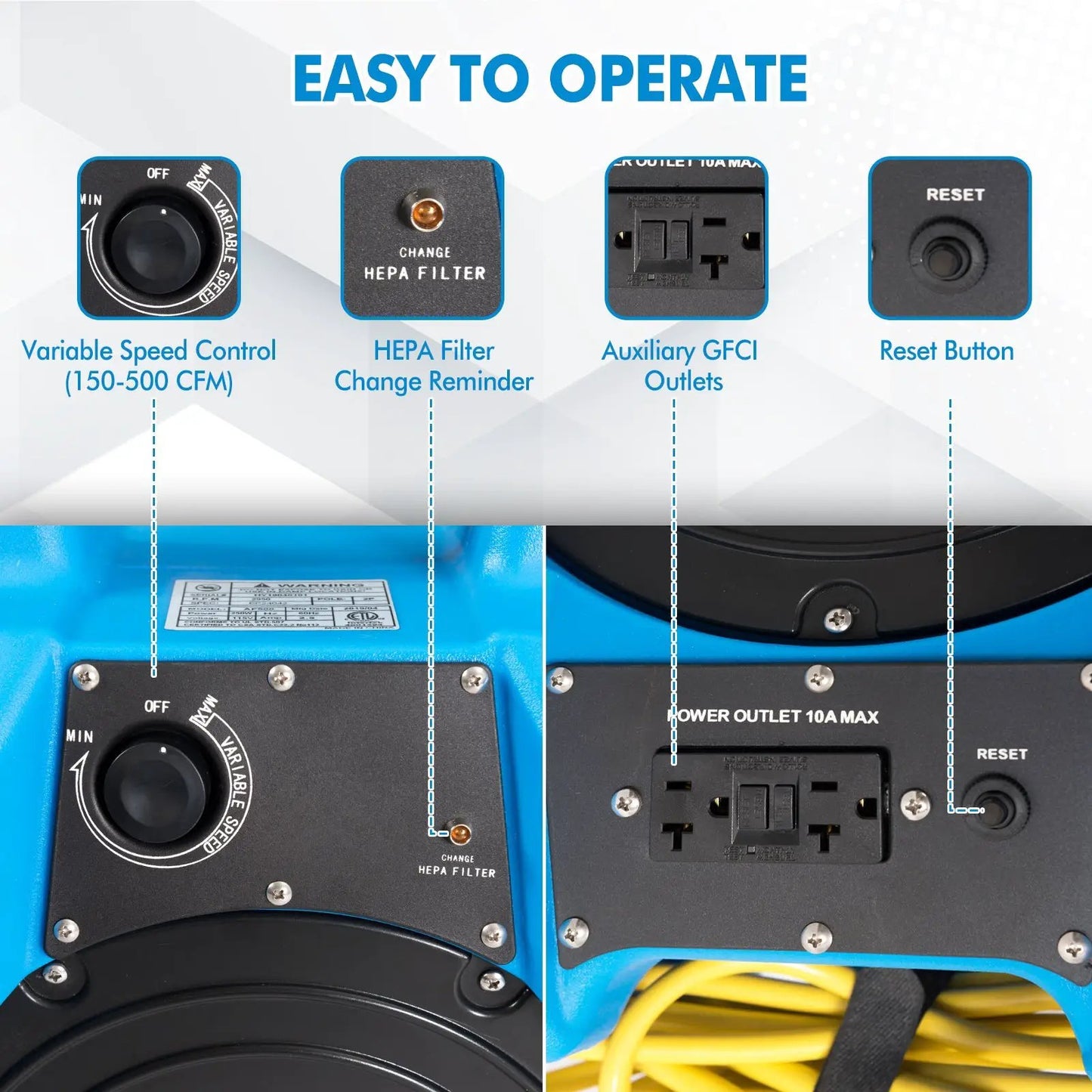 Industrial Commercial Air Scrubber with Efficient Odor Eliminator - Tampa Home & Garden Store