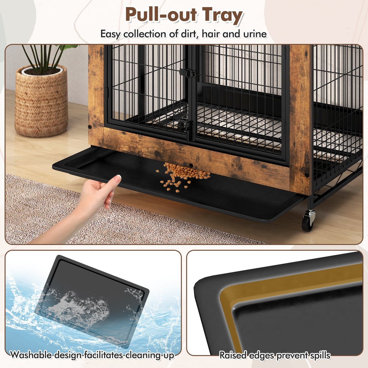 Industrial Dog Kennel Crate by DirectDeals with wood-like frame black wire storage shelves on Tampa Home & Garden Store