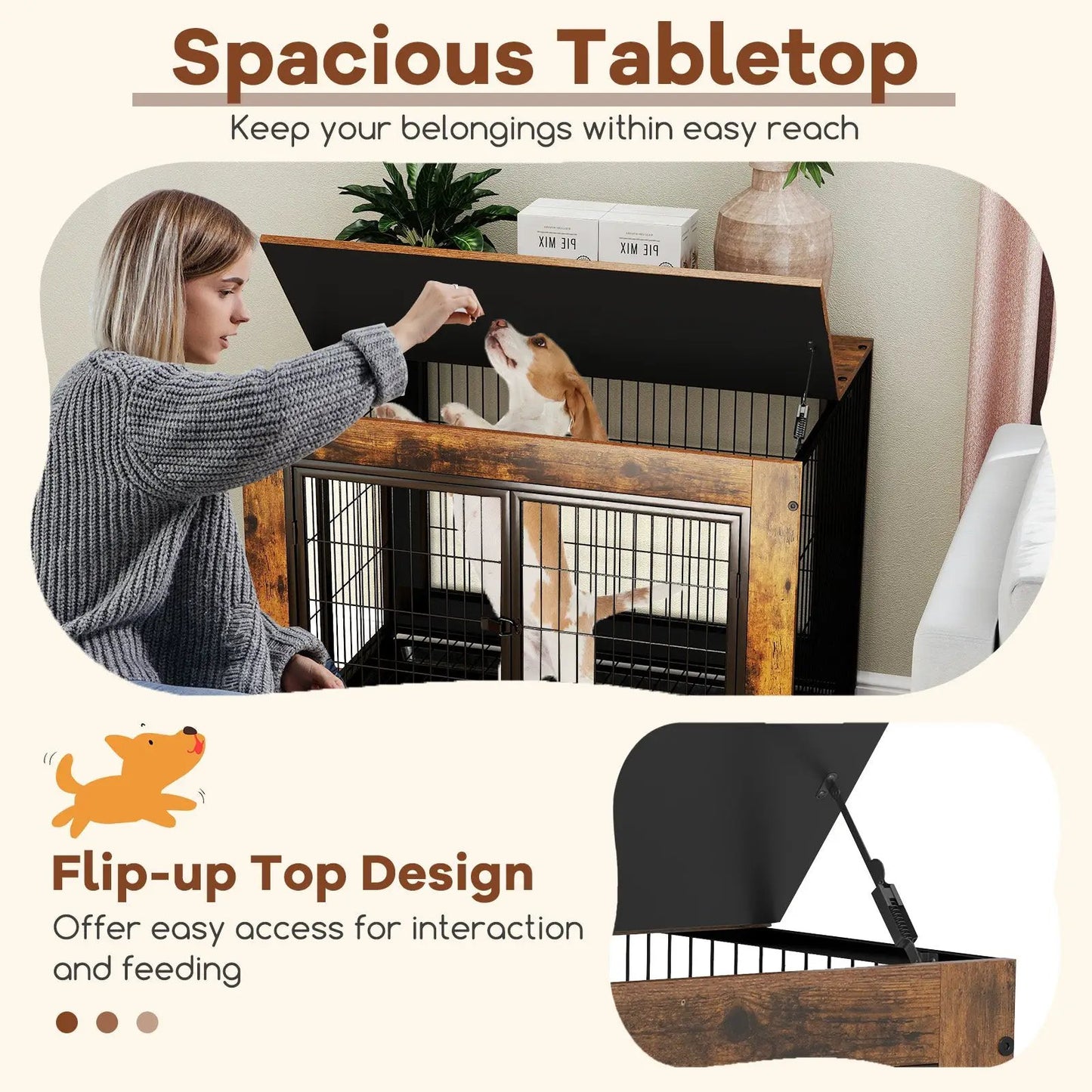 Industrial Dog Kennel by DirectDeals with flip-up top doors and removable tray on Tampa Home & Garden Store